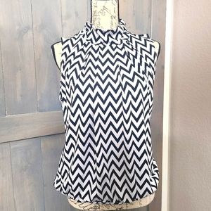 Chevron Black & White Sleeveless Top